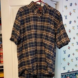 Tommy Hilfiger Navy and Brown Plaid Shirt